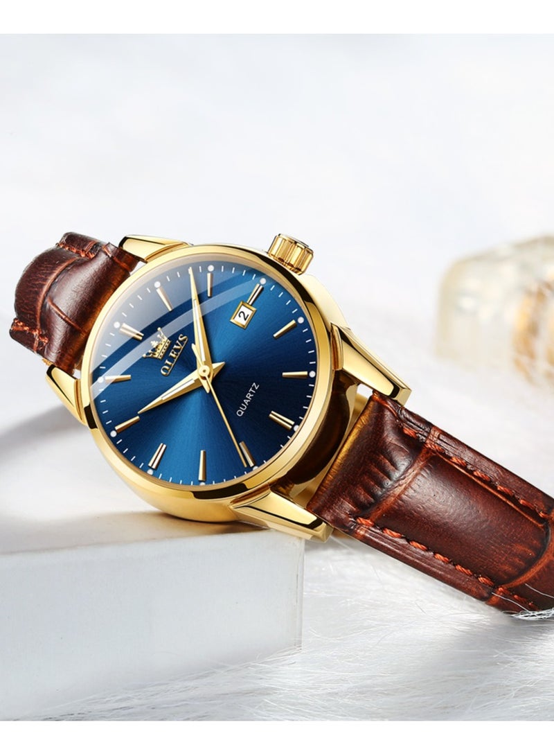 OLEVS Luxury Fashion Watch for Women Leather Strap Waterproof Quartz Ladies Wristwatch Original Simple Elegant Women's Watches - Image 3