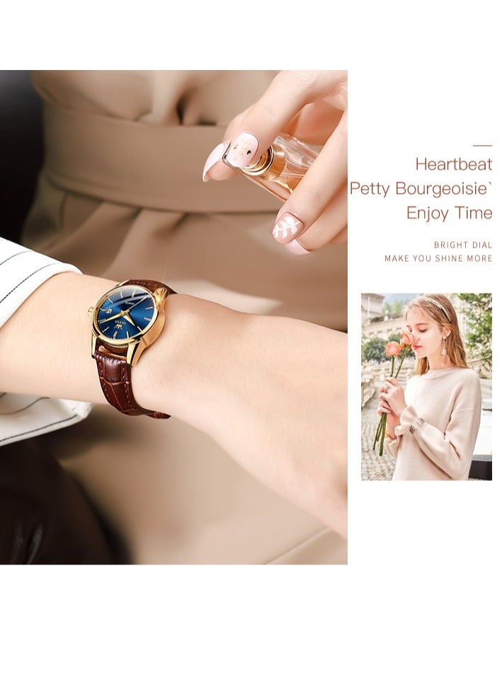 OLEVS Luxury Fashion Watch for Women Leather Strap Waterproof Quartz Ladies Wristwatch Original Simple Elegant Women's Watches - Image 5