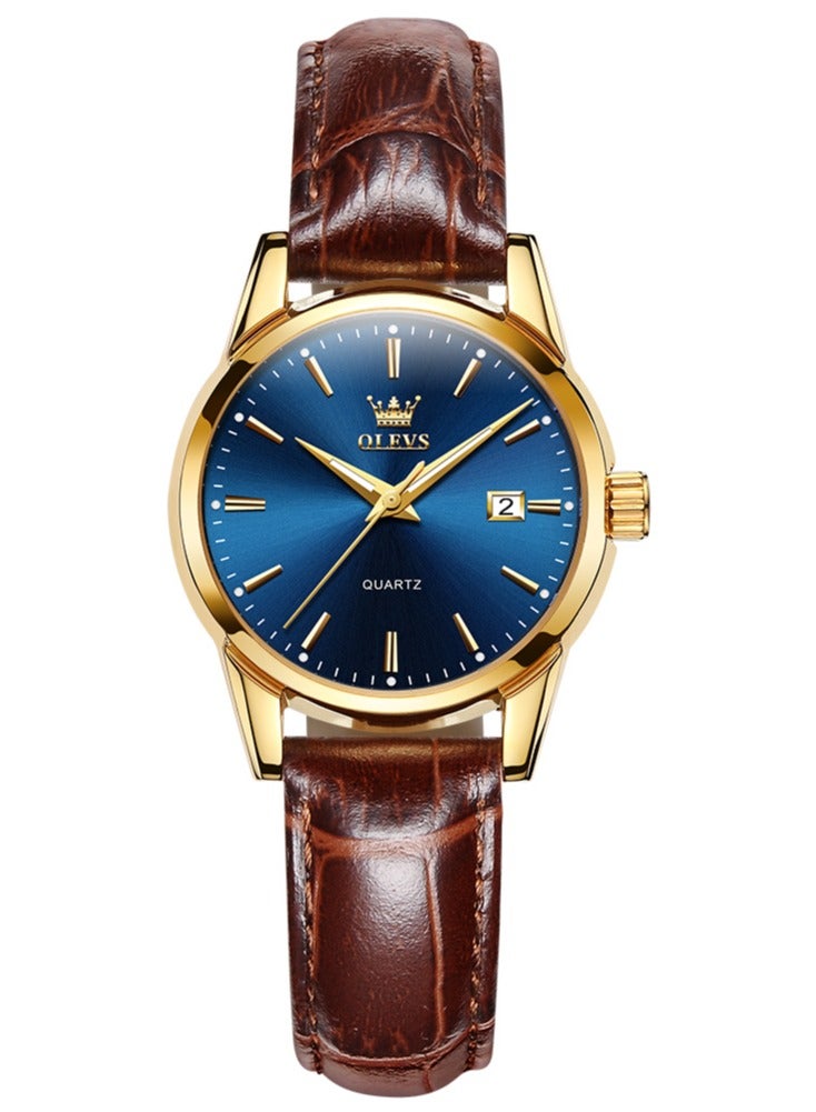 OLEVS Luxury Fashion Watch for Women Leather Strap Waterproof Quartz Ladies Wristwatch Original Simple Elegant Women's Watches - Image 2