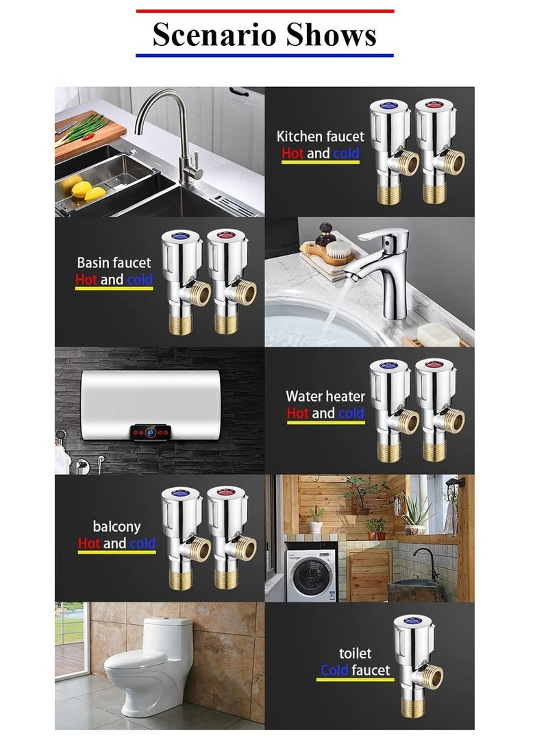 SYOSI 2pcs/set 1/2' Angle Valve,  Toilet Water Valve Sink Toilet Shut Off Valve 1/4 Turn Angle Stop Valve Water Shut Off Valve for Bathroom/Kitchen/Toilet taps/Pipes Faucet/wash Basin/toilet Valve  - Image 5