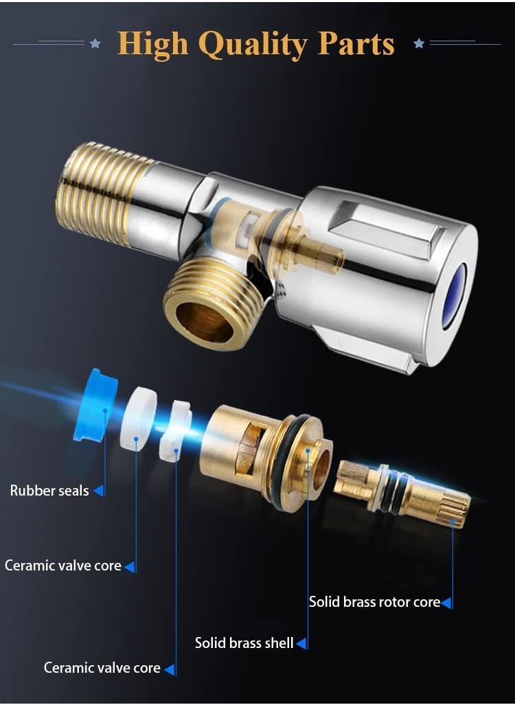 SYOSI 2pcs/set 1/2' Angle Valve,  Toilet Water Valve Sink Toilet Shut Off Valve 1/4 Turn Angle Stop Valve Water Shut Off Valve for Bathroom/Kitchen/Toilet taps/Pipes Faucet/wash Basin/toilet Valve  - Image 2