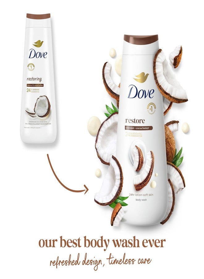 Dove Body Wash Restore Coconut & Cocoa Butter for 24hr Lotion-Soft Skin Moisturizing Skin Cleanser with No Sulfates No Parabens 20 oz - Image 3