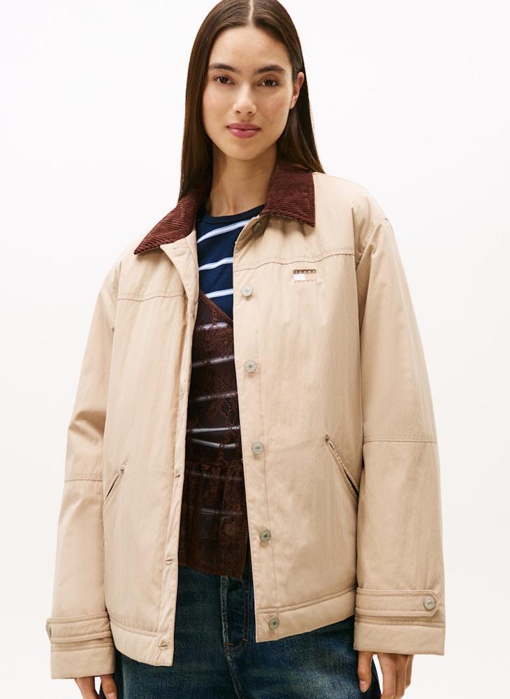 تومي جينز جاكيت منفوخ مزين بشعار العلامة التجارية - Image 1