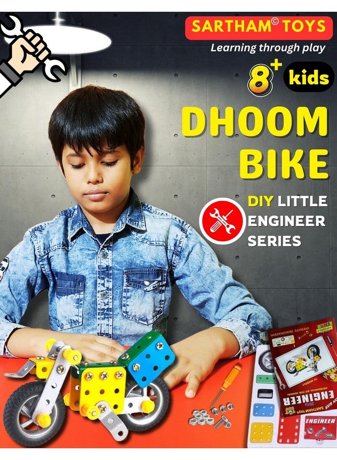 SARTHAM Dhoom Bike for Age 8+ Kids | Metal, Engineering and Construction Based Educational Toy for Kids | Puzzle and Assembling Toy for 8+ Year Old | Gift for 8+ Year Old boy | Multicolor - Image 2