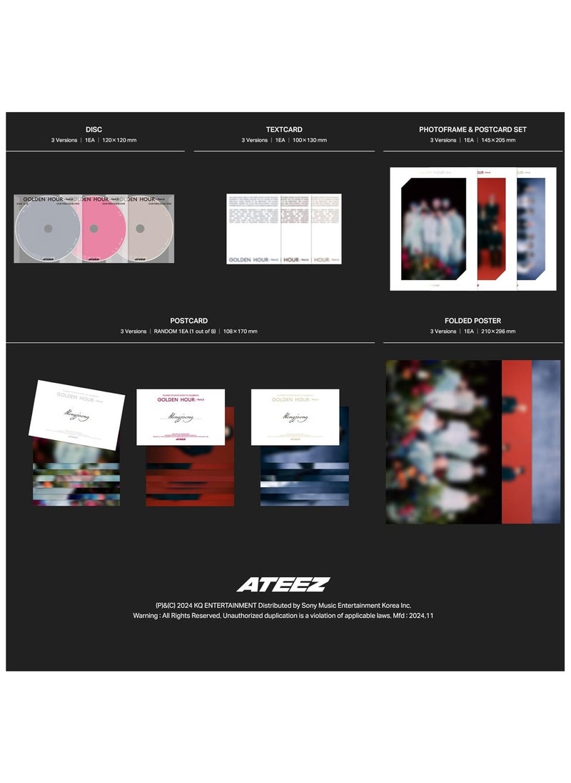 ATEEZ - Ateez 11th Mini Album Golden Hour Part 2 To Version Kpop Music CD with Photocard Postcard Folded Poster and More - Image 1
