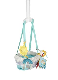 evenflo Evenflo Exersaucer Baby Hanging Clampable Doorway Jumper with 4 Removable Toys, Peek a Boo Flip -Book, and Mirror, Sweet Skies  - Image 1