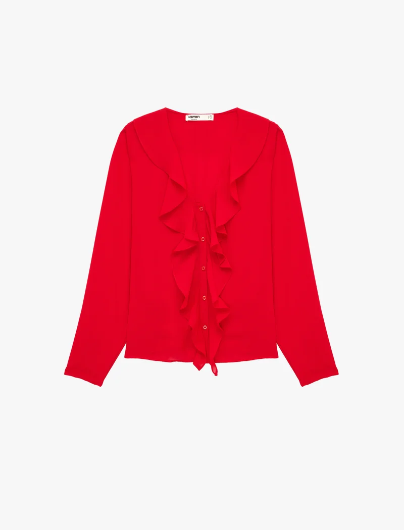 كوتون Ruffle Shirt