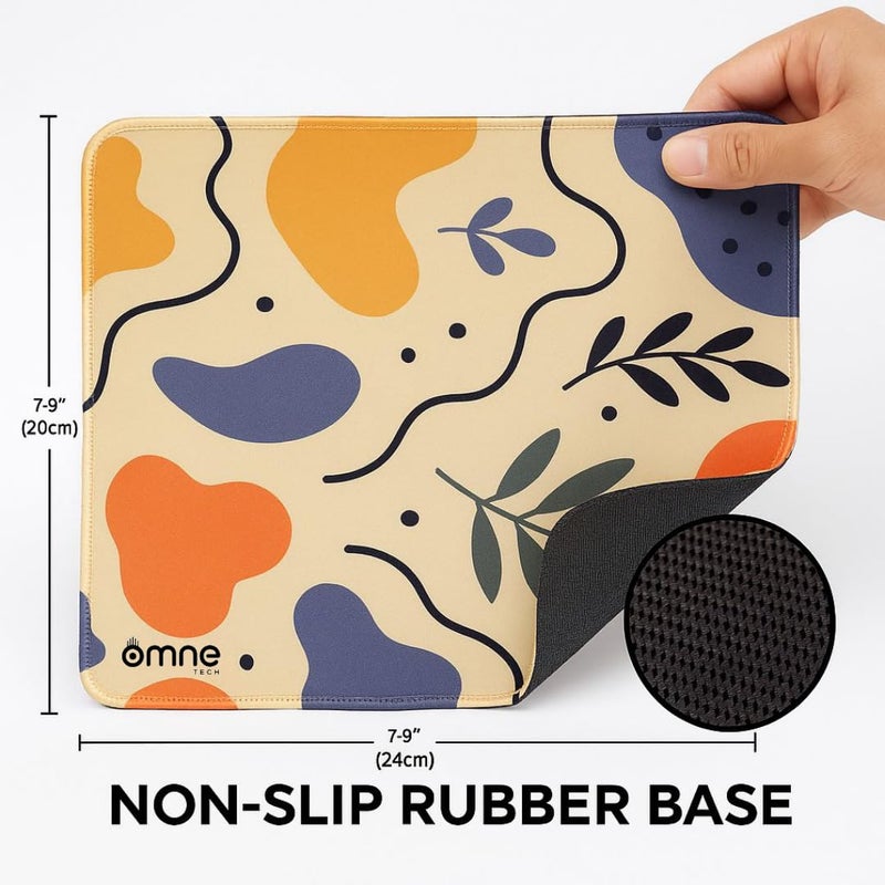 omne TECH Mouse Pad for Desk | Smooth Waterproof Surface, Anti-Slip Rubber Base, Durable & Comfortable Mat for Office, Laptop & Computer | 250×210mm – Multicolour - Image 5