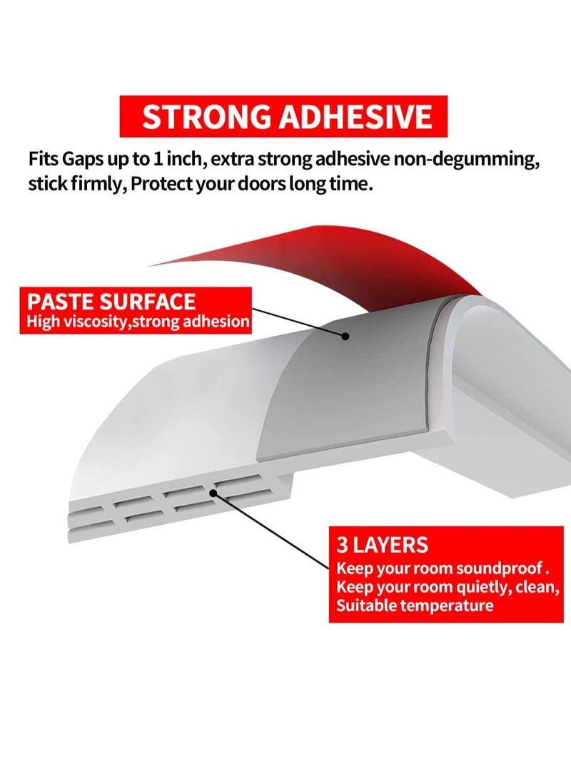 Fanski 2 Pack Door Draft Stopper Under Door Seal for Exterior/Interior Doors, Strong Adhesive Door Sweep Soundproof Weather Stripping, 2" W x 39" L,White - Image 3