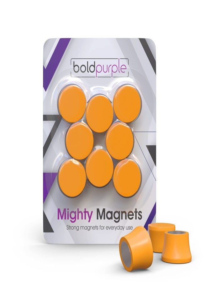 boldpurple Strong Magnets for Whiteboard, Glassboard and Fridge (Orange, 8 Pack, Small). N54 Neodymium Rare Earth Heavy Duty Magnets for Home and Office Supplies. - Image 1