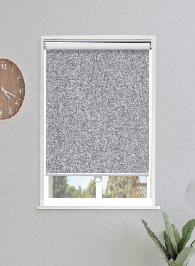 Sunoff Blackout Roller Shades Blinds Cordless for Windows Pull Down Room Darkening Door Blinds with Thermal Insulated Easy to Install for Living Room,Bedroom,Home,Office,Heather Grey 23" W x 72" H - Image 1