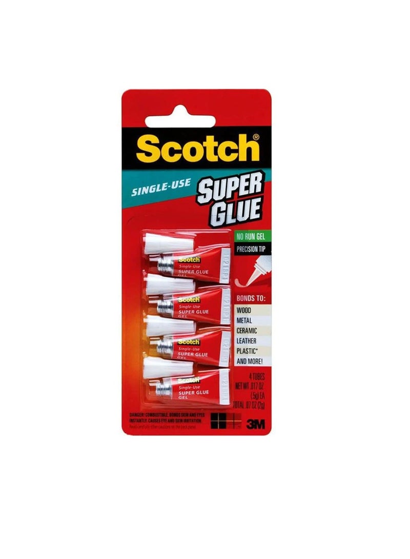 Scotch Super Glue Gel 4 Tubes - Image 1