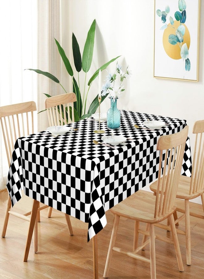 Mulbozy 2 Pcs Checkered Tablecloth Plastic for Birthday Decor, 54 × 108 inches Disposable Black and White Checkered Table Covers for Baby Shower, Race Car Birthday Party Decorations - Image 2