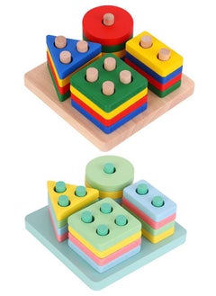 General Montessori Toys for 1 to 3-Year-Old Boys Girls Toddlers, Wooden Sorting & Stacking Toys for Toddlers and Kids Preschool, Educational Toys, Color Recognition Stacker Shape Sorter, Learning Puzzles Gift  - Image 1