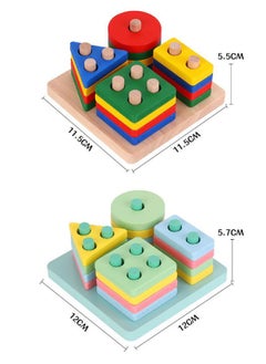 General Montessori Toys for 1 to 3-Year-Old Boys Girls Toddlers, Wooden Sorting & Stacking Toys for Toddlers and Kids Preschool, Educational Toys, Color Recognition Stacker Shape Sorter, Learning Puzzles Gift  - Image 5