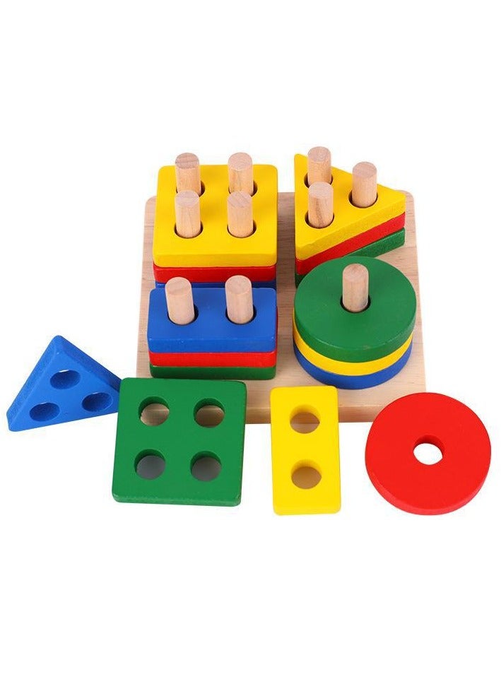 general Montessori Toys for 1 to 3-Year-Old Boys Girls Toddlers, Wooden Sorting & Stacking Toys for Toddlers and Kids Preschool, Educational Toys, Color Recognition Stacker Shape Sorter, Learning Puzzles Gift - Image 3