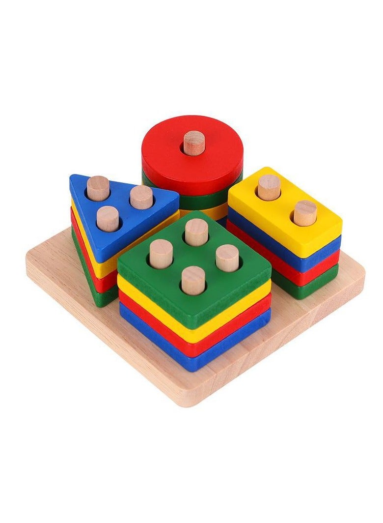 general Montessori Toys for 1 to 3-Year-Old Boys Girls Toddlers, Wooden Sorting & Stacking Toys for Toddlers and Kids Preschool, Educational Toys, Color Recognition Stacker Shape Sorter, Learning Puzzles Gift - Image 2