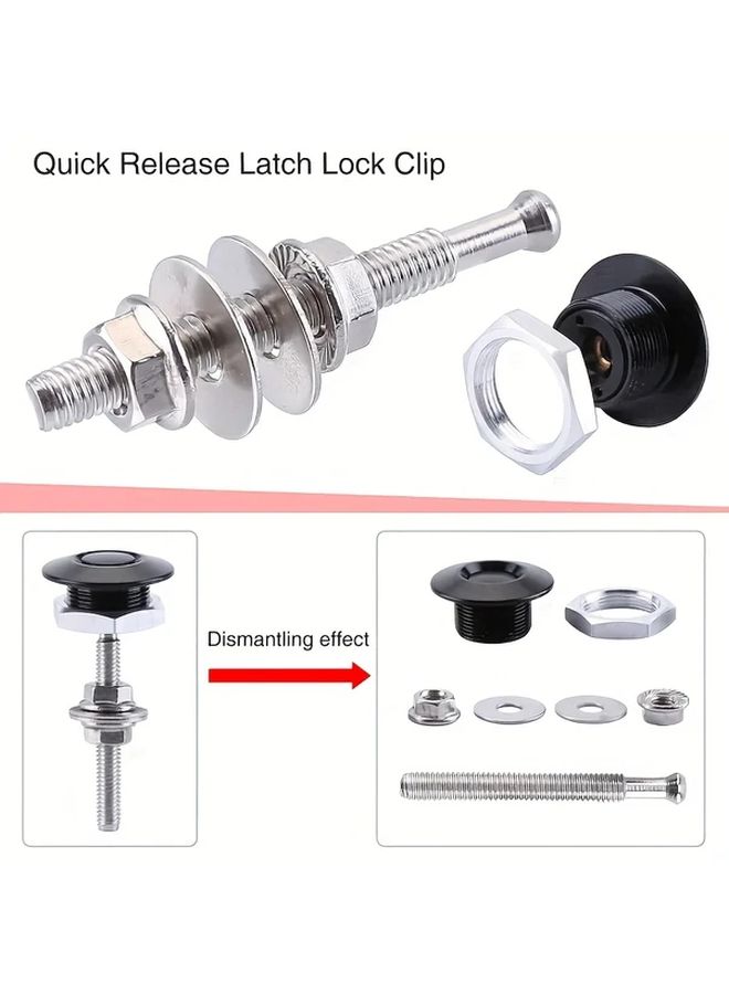 4pcs Automotive Hood Locks Set Long Short And Hidden Anti Theft Button Type - Image 2