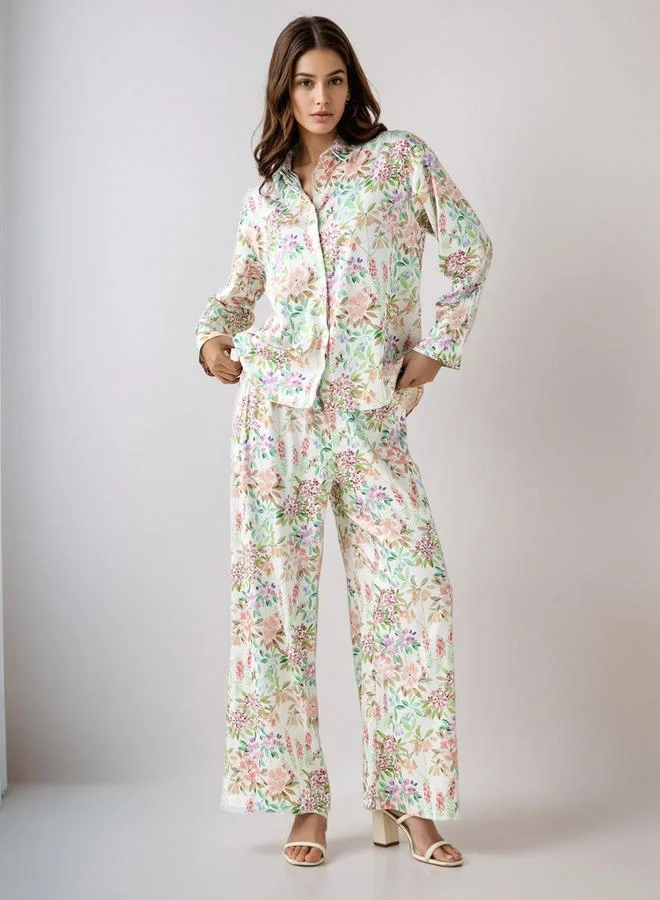 سبلاش فيڤ طقم بلوزة وبنطلون واسع الساقين