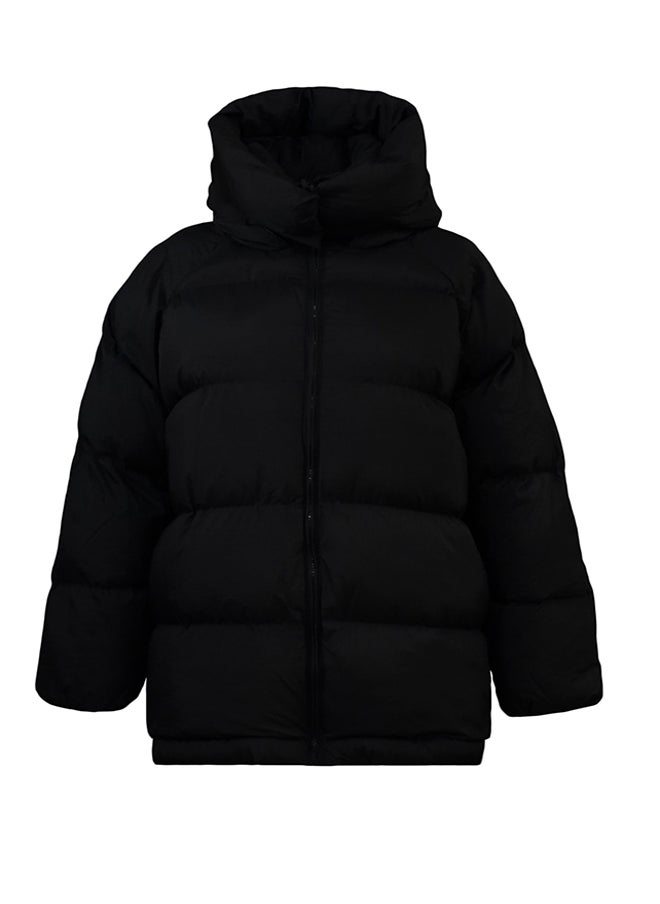 trendyol - Black Oversize Hooded Water Repellent Inflatable Coat TWOAW23MO00193 - Image 1