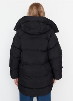 trendyol Black Oversize Hooded Water Repellent Inflatable Coat TWOAW23MO00193  - Image 5