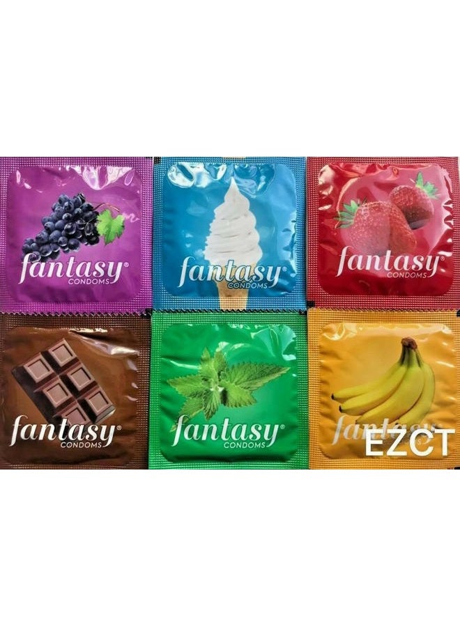Fantasy Flavored Condom Pack of 36 Condoms: Various Flavours such as Vanilla, Strawberry, Mint, Grape, Chocolate, and Banana. [Random Fun You Won't Know Until You Use I.] - Image 2