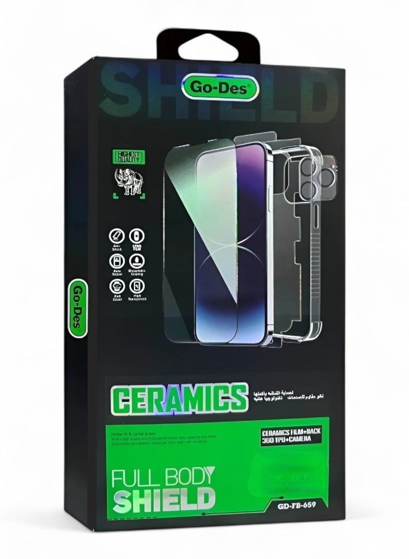 GO-DES Full protection package for iPhone 11 Pro Max, protection case made of high-quality materials, screen protection and high definition HD, phone camera protection, maximum protection