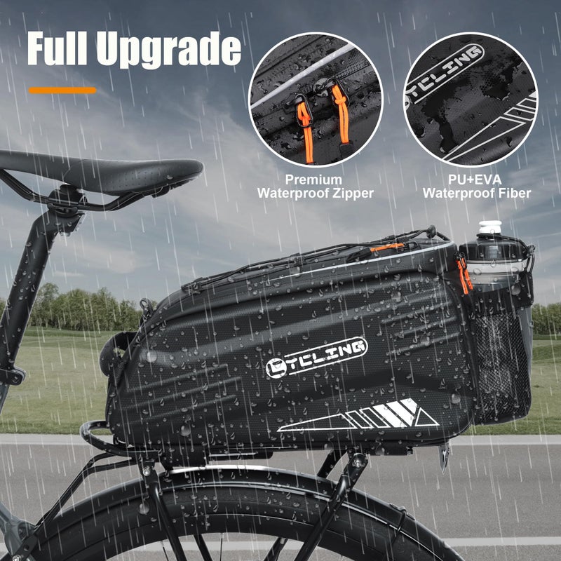 Febabilo Bike Bags for Bicycle Rear Rack - 10L EVA Hard Shell Waterproof 3-in-1 Ebike Trunk Cargo Pannier Bag with Reflective Strip & Shoulder Strap for Commuter Travel Outdoor Cycling Accessories - Image 3