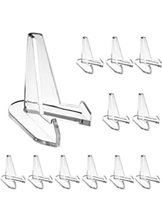 Bukela 12 Packs Acrylic Easel Stands Clear Mini Coin Display Easel Holder for Displaying Air-Tite Coins Pocket Watches Capsules Challenge Medals Chips,2.64 Inch Tall - Image 1