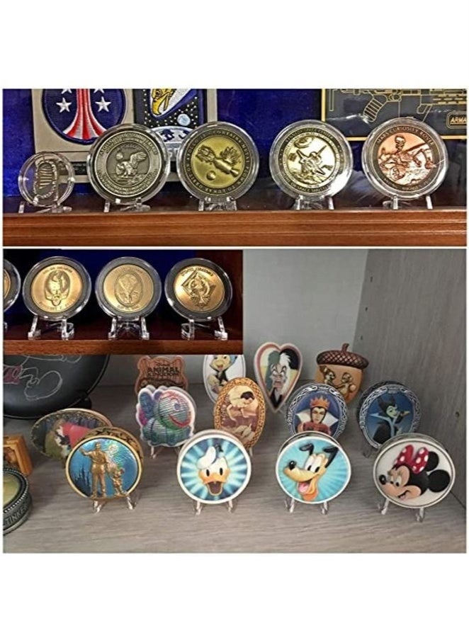 Bukela 12 Packs Acrylic Easel Stands Clear Mini Coin Display Easel Holder for Displaying Air-Tite Coins Pocket Watches Capsules Challenge Medals Chips,2.64 Inch Tall - Image 2