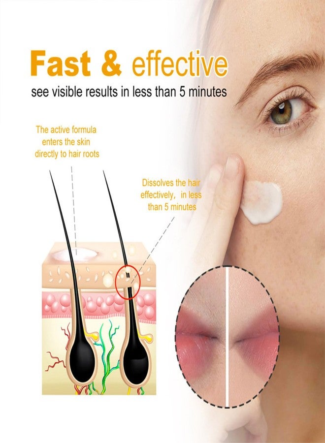 جروسبي كريم إزالة شعر الوجه، كريم إزالة شعر الوجه بنكهة البرتقال للشفة العليا والذقن للنساء، مزيل شعر الوجه للنساء ذوات البشرة الحساسة، لطيف وغير مهيج (قطعتان) - Image 4