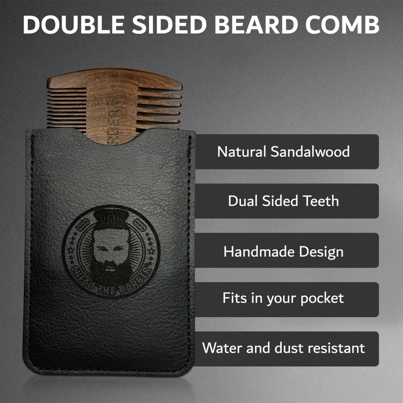 CHECO THE BARBER Sandalwood Beard Comb for Men â€“ Pocket-Size Anti-Static Wooden Grooming Comb with Protective Case â€“ For Beard, Mustache & Hair - Image 4