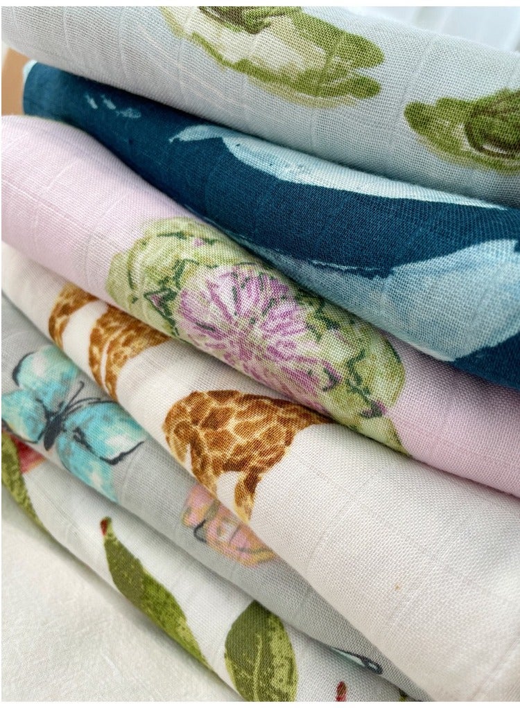 بطانيات قماط من الشاش بنمط ريش للأطفال الأولاد والبنات حديثي الولادة مقاس 47 × 47 بوصة من القطن الخيزران - Image 3