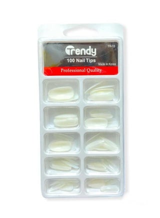 مجموعة اظافر اصطناعية 100 حبه ابيض قابل للطلاء طقم اظافر TR-15