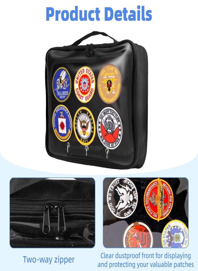 swakuszy Patch Display Case, 6-Page (12-Side) Flip-Page Patch Book Storage Bag for Military, Police and Velcro Patches, Dustproof Tactical Nylon Patch Organizer with Transparent Front (Black, 12.5x10in) - Image 4