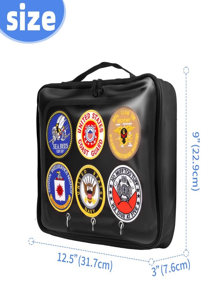 swakuszy Patch Display Case, 6-Page (12-Side) Flip-Page Patch Book Storage Bag for Military, Police and Velcro Patches, Dustproof Tactical Nylon Patch Organizer with Transparent Front (Black, 12.5x10in) - Image 2