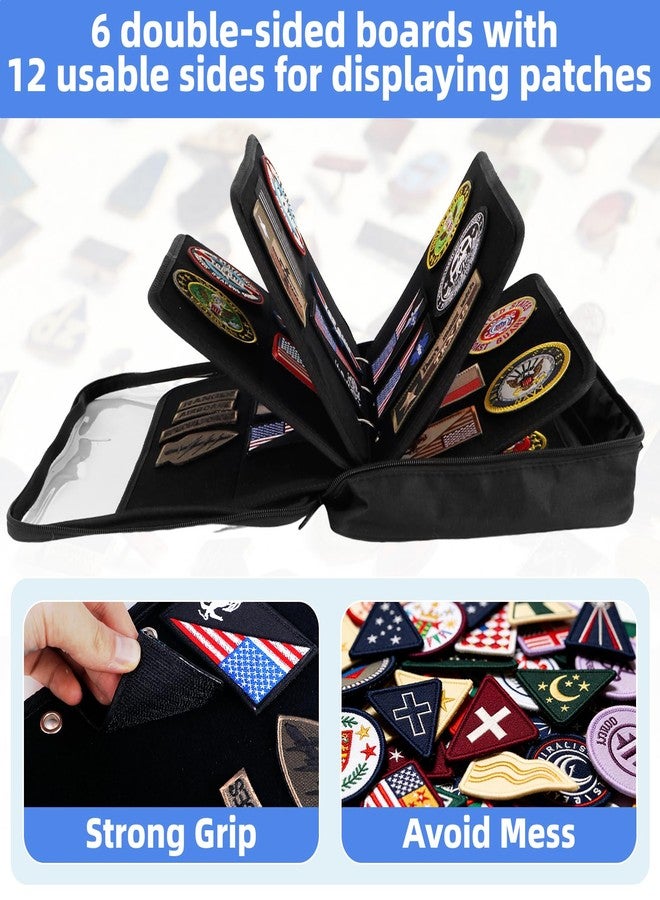 swakuszy Patch Display Case, 6-Page (12-Side) Flip-Page Patch Book Storage Bag for Military, Police and Velcro Patches, Dustproof Tactical Nylon Patch Organizer with Transparent Front (Black, 12.5x10in) - Image 5
