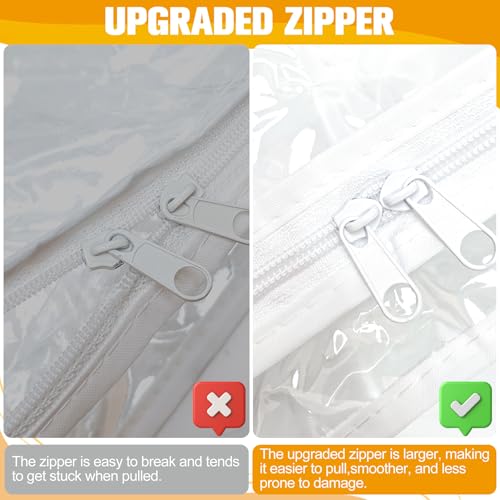 Kikerike Plastic Storage Bags with Easy-Glide Zipper, Pack of 6, Durable Clear Vinyl Zippered Storage Bags for Clothes Sweaters Comforters Blankets Sheets Bedding (10.5 x 10.5 x 2.5 Inch, White) - Image 4