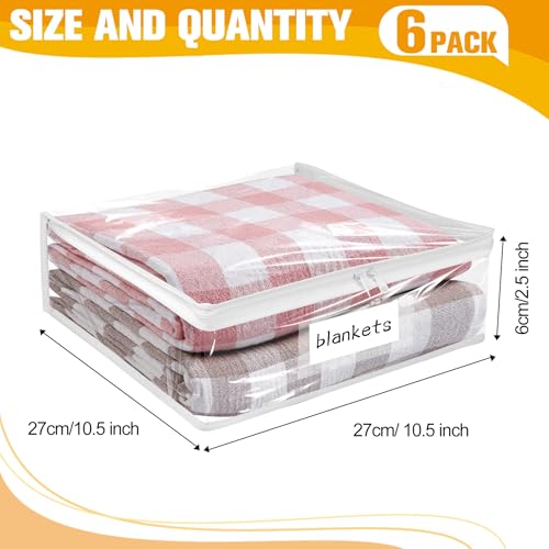Kikerike Plastic Storage Bags with Easy-Glide Zipper, Pack of 6, Durable Clear Vinyl Zippered Storage Bags for Clothes Sweaters Comforters Blankets Sheets Bedding (10.5 x 10.5 x 2.5 Inch, White) - Image 3
