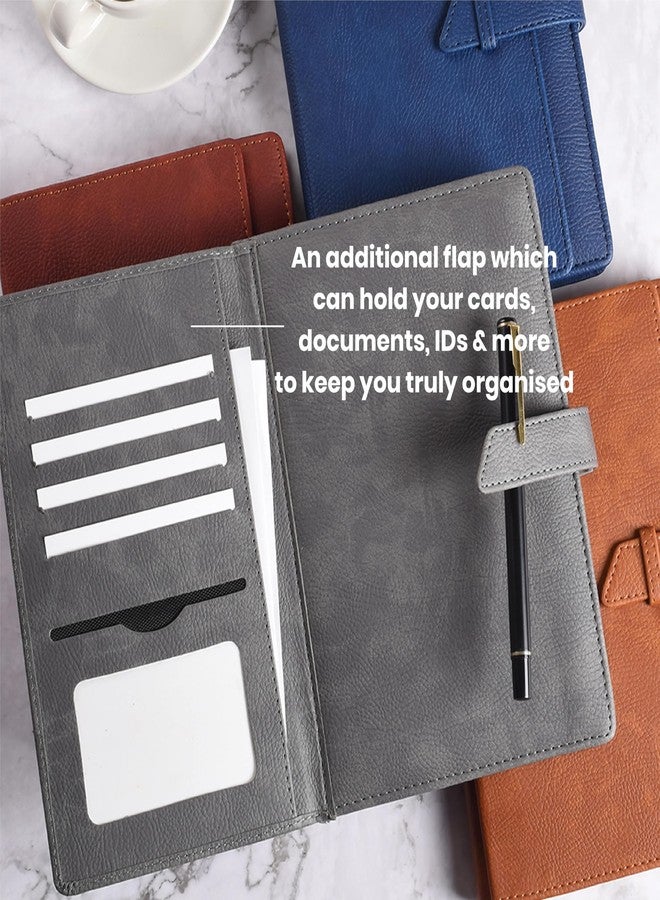 Scholar Folio Notebook - 192 Pages | 80 GSM Premium Writing Paper | Leather Textured PU Cover with Padded Finish | Flap Insert Closure with 3 Inner Slits | Professional Notebook for Office, Business Meetings, Travel & Daily Writing (Maroon) (A5) - Image 5