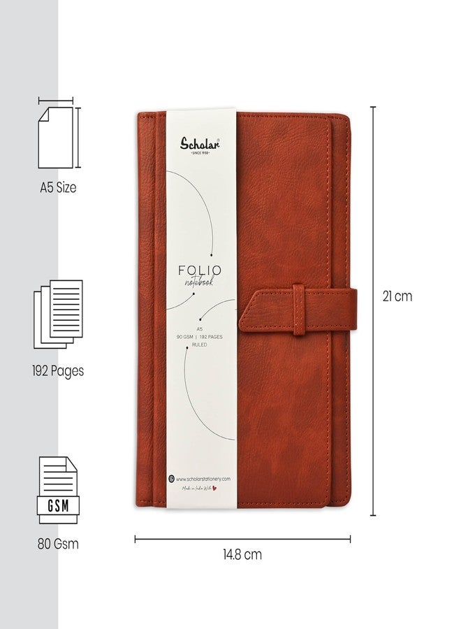 Scholar Folio Notebook - 192 Pages | 80 GSM Premium Writing Paper | Leather Textured PU Cover with Padded Finish | Flap Insert Closure with 3 Inner Slits | Professional Notebook for Office, Business Meetings, Travel & Daily Writing (Maroon) (A5) - Image 2