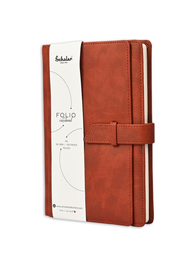 Scholar Folio Notebook - 192 Pages | 80 GSM Premium Writing Paper | Leather Textured PU Cover with Padded Finish | Flap Insert Closure with 3 Inner Slits | Professional Notebook for Office, Business Meetings, Travel & Daily Writing (Maroon) (A5) - Image 3