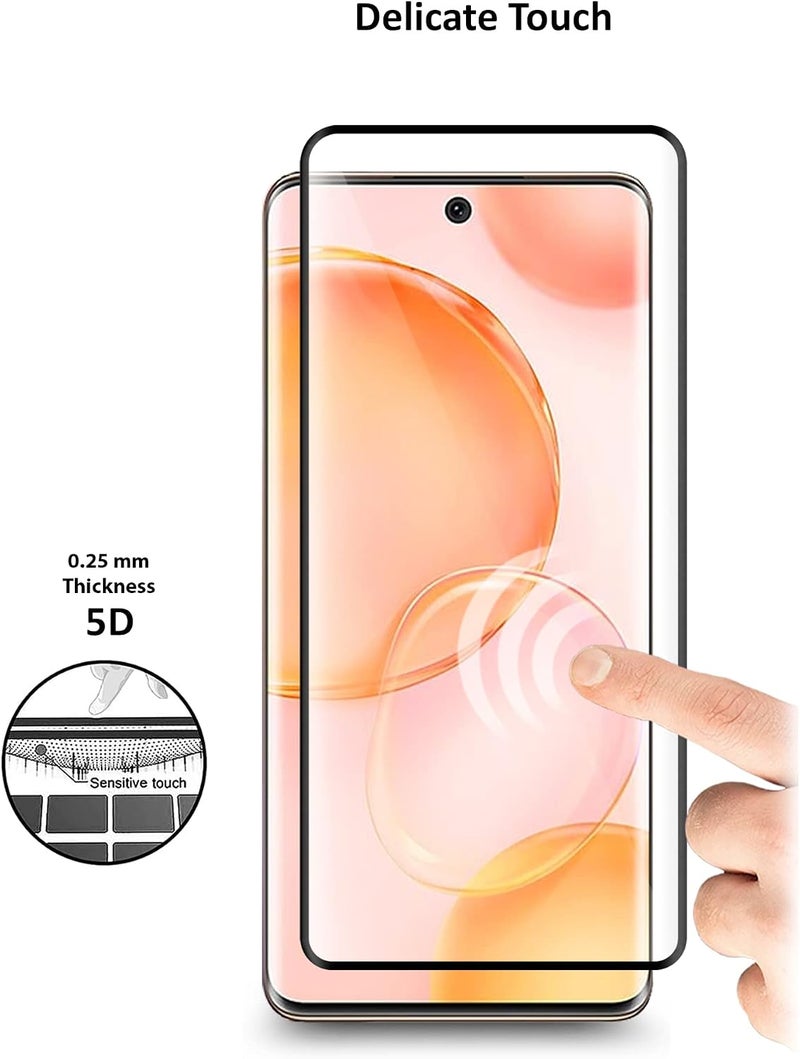 Wtech Premium quality 5d tempered glass full glue anti-fingerprint and scratch resistance screen protector for honor 50, 6.57 inch - black - Image 3