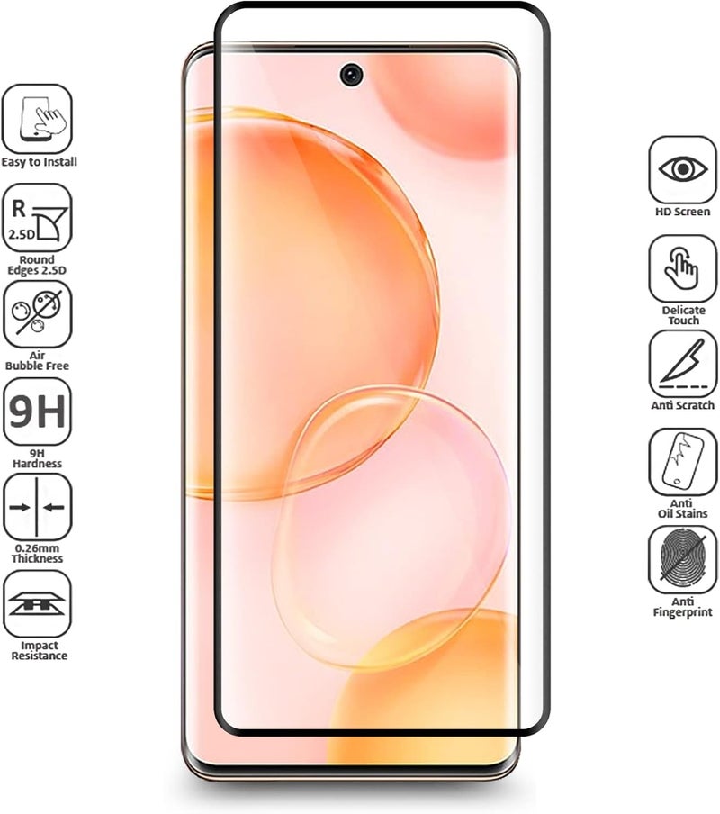 Wtech Premium quality 5d tempered glass full glue anti-fingerprint and scratch resistance screen protector for honor 50, 6.57 inch - black - Image 2