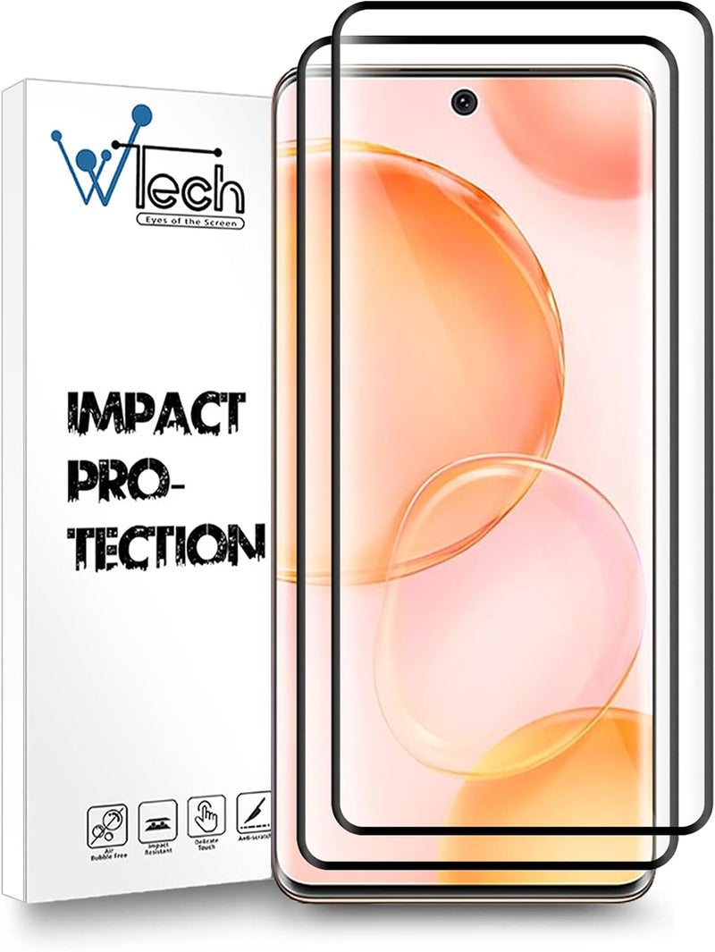 Wtech Premium quality 5d tempered glass full glue anti-fingerprint and scratch resistance screen protector for honor 50, 6.57 inch - black - Image 1