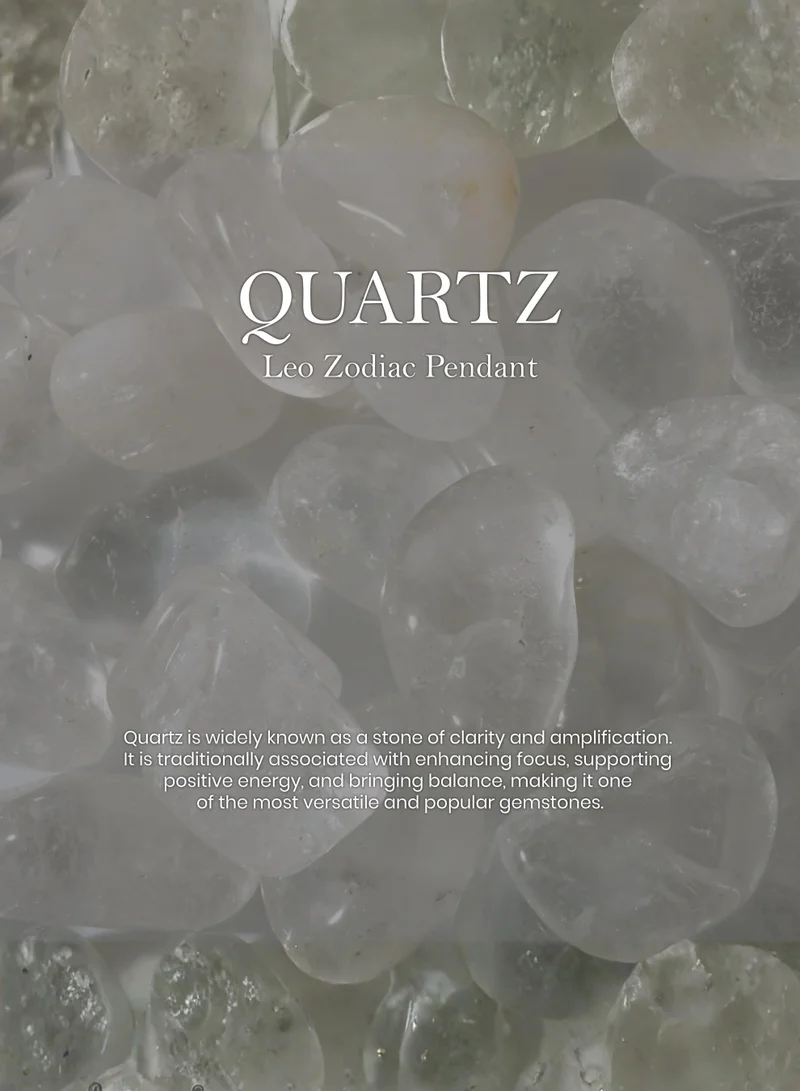 British Fossils قلادة الأبراج برج الأسد بالكوارتز