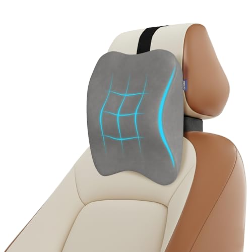 Orista Premium Car Neck Rest Pillow | 2 Years Warranty | Memory Foam Neck Pillow for Car, Headrest Cushion for Neck & Cervical Support – Relieves Neck Pain & Fatigue | Grey Velvet - Image 1