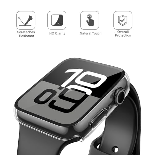 Misxi 2 Pack Tempered Glass Case Compatible for Apple Watch Series 11 (2025) Series 10 46mm, Hard PC Screen Protector Protection Ultra-Thin Lightweight Scratch-Resistant Cover for iWatch, Transparent - Image 2