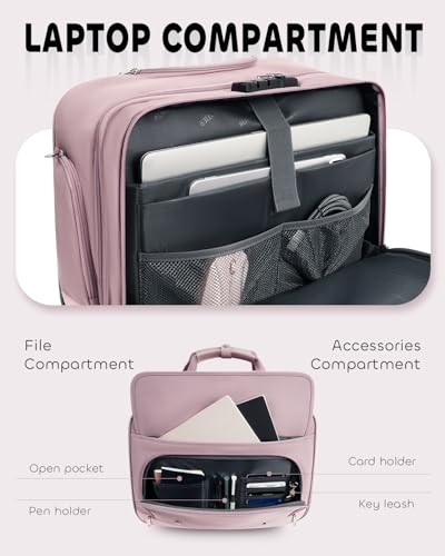 AUROTIER Rolling Laptop Bag Women, Rolling Briefcase for Women with Dual Lock, 16 Inch Computer Bag with Wheels, Roller Underseat Carry On Luggage Personal Item Suitcase for Work Travel Business - Image 4