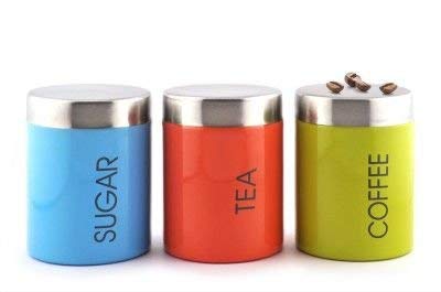 STEEPLE Tea Sugar Coffee Containers Stainless Steel Grocery Containers Storage Box Kitchen Containers Multicolour - Image 1
